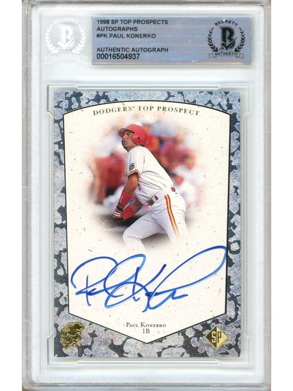 Paul Konerko Signed 1998 SP Top Prospects #PK Dodgers Beckett BAS Slab Auto MLB